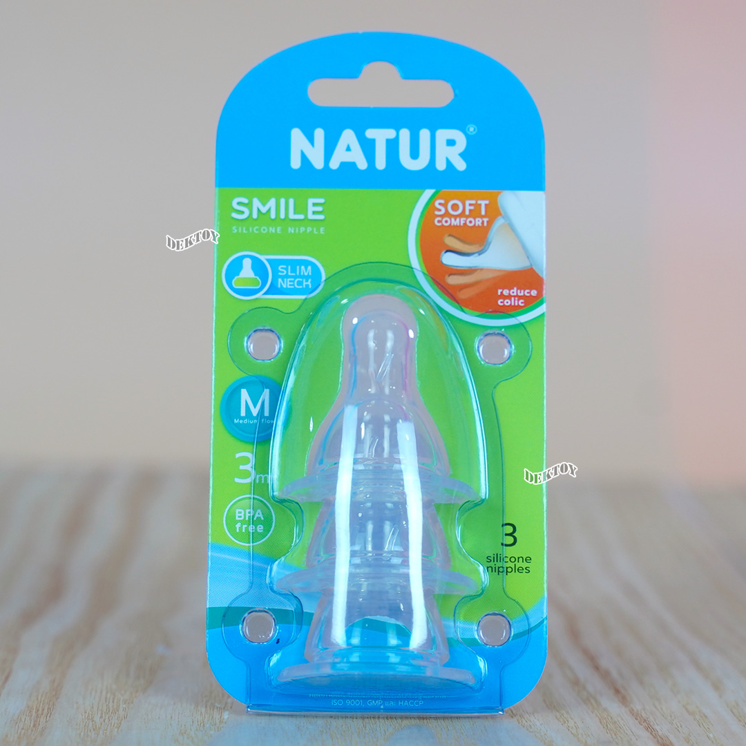 Natur เนเจอร์ จุกนมเนเจอร์สไมล์คอแคบ แพ็ค 3 ชิ้น