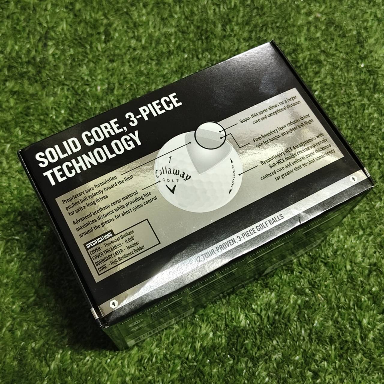 ลูกกอล์ฟ Callaway HX TOUR เป็นลูกกอล์ฟทัวร์แบบ 3-Piece (สามชิ้น) ที่ใช้เทคโนโลยี Solid Core (แกนตัน)