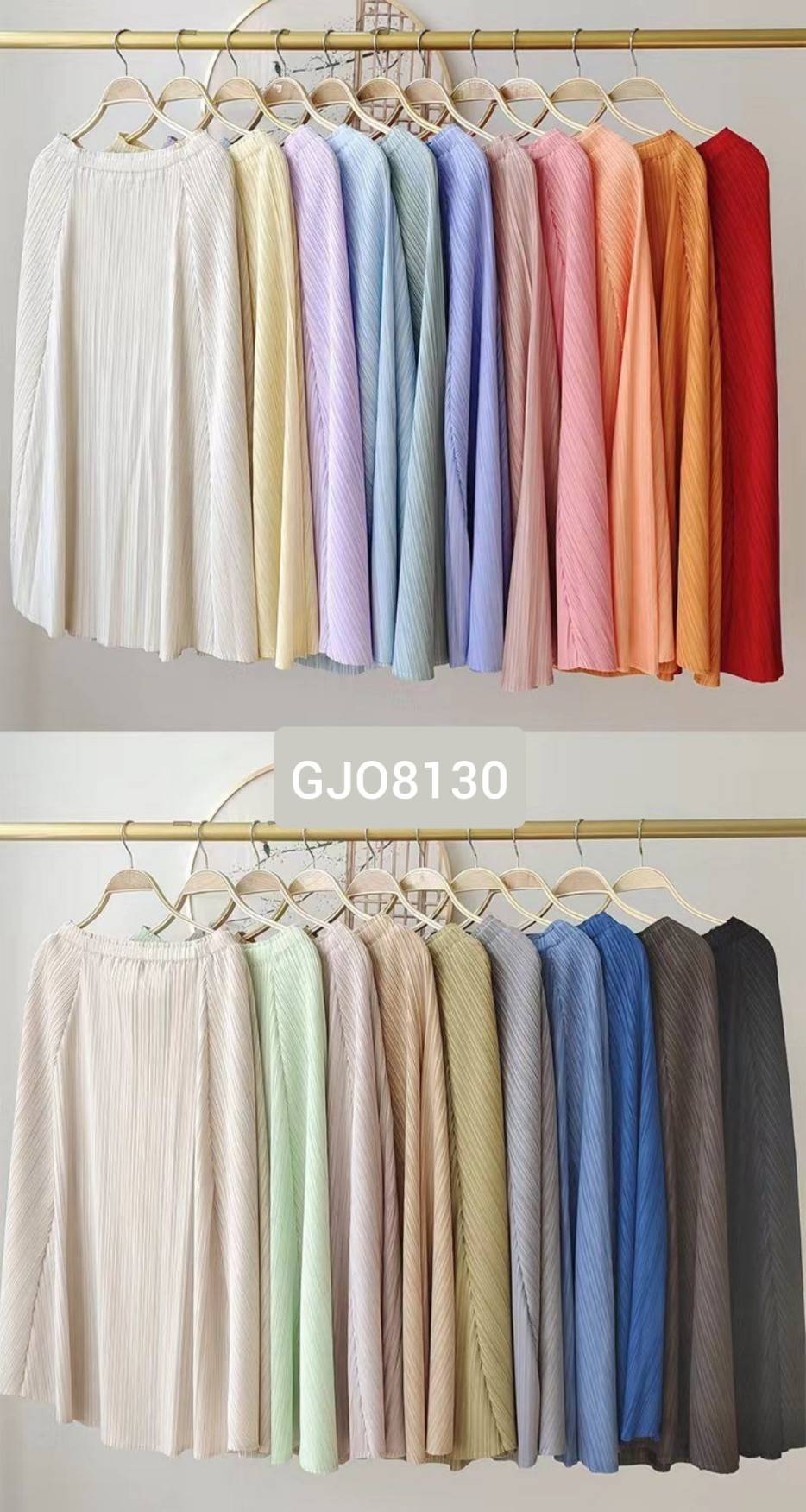 ยาว 31นิ้ว! 2MUAY รุ่น GJO8130 กระโปรงอัดพลีทงานคุณภาพ FLARED PLEATED SKIRT 20สี FREE SIZE