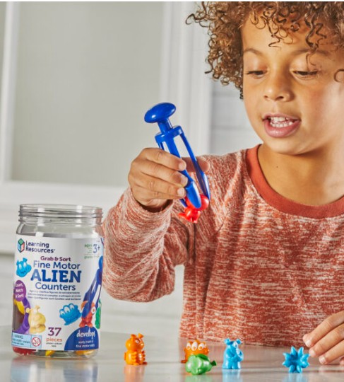 ชุดตัวนับจำนวนมนุษย์ต่างดาว พร้อมที่คีบฝึกกล้ามเนื้อมือ ของเล่นเสริมพัฒนาการ ,ของเล่นเสริมทักษะ,ของเล่นเด็ก, สื่อการสอนอนุบาล