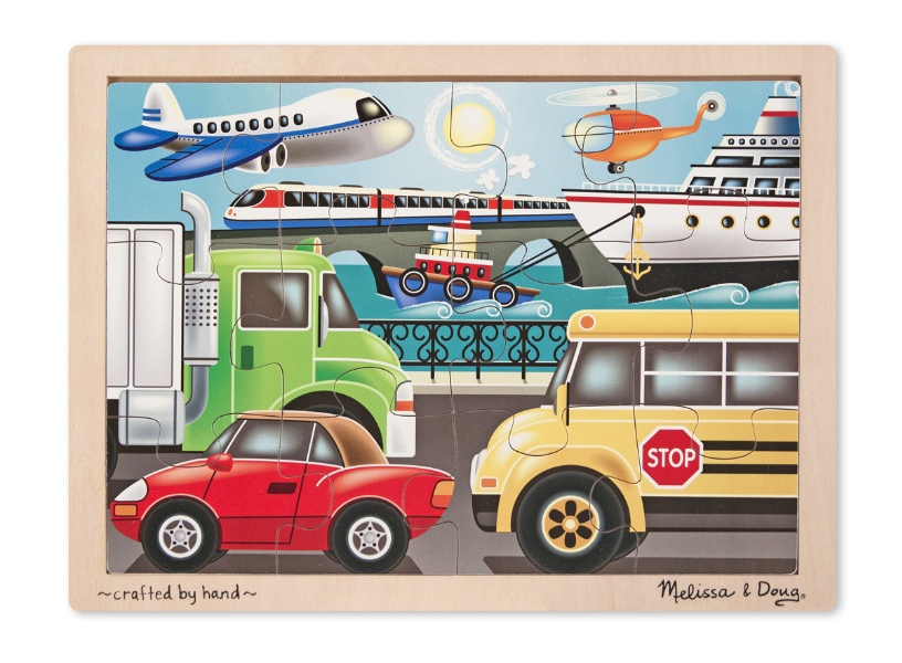 Wooden Jigsaw Puzzle - 12 piece Vehicles พัซเซิลไม้ 12 ชิ้น รูปรถ ส่งเสริมให้รู้จักคิด เหมือนหรือแตกต่าง Melissa&Doug, ของเล่นเสริมพัฒนาการ, ของเล่น