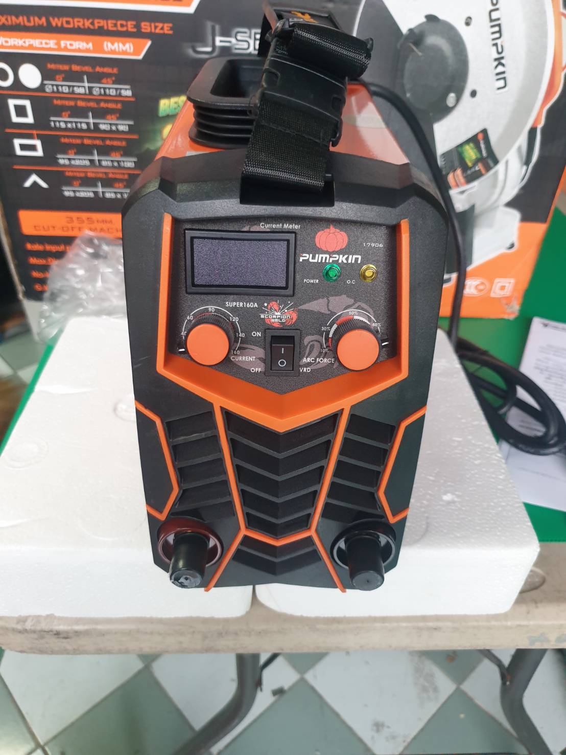 เครื่องเชื่อม PUMPKIN รุ่น PTT-SP160A#17906 ขนาด 160 แอมป์ สีส้ม - ดำ สภาพใหม่