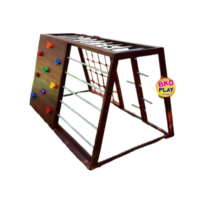 เครื่องเล่นสนามไม้ชุด A งานกลางแจ้งไม้เนื้อแข็ง ปีนป่ายเชือก,ปีนหน้าผา ปีนป่ายไม้ เครื่องเล่นสนามกลางแจ้ง ของเล่นสนาม สินค้าสั่งผลิต woodplayground