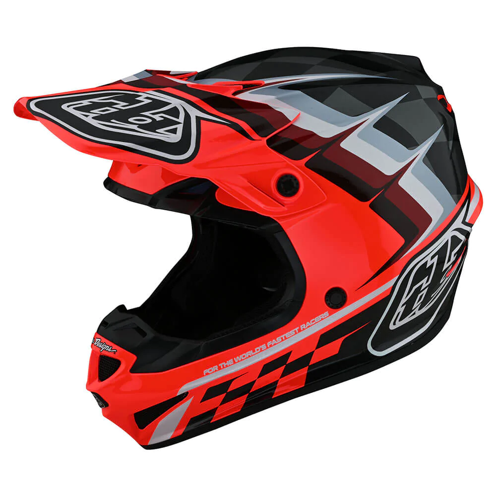หมวกกันน็อคเด็ก Troy Lee Designs Youth SE4 Polyacrylite Mips Warped Helmet - Red