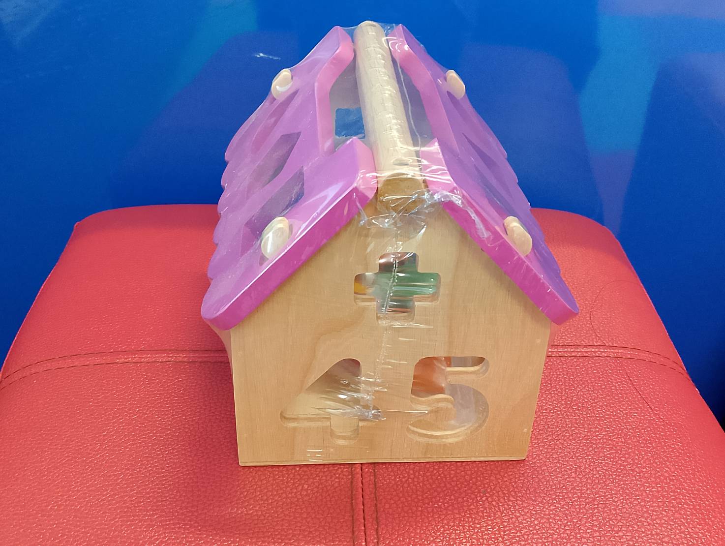 บ้านหยอดบล็อก หยอดบล็อคเรขาคณิต, ของเล่นไม้, ของเล่นเสริมพัฒนาการ, ของเล่นเด็กอนุบาล, สื่อการสอนเด็กอนุบาล วัสดุและสี ปลอดภัยต่อเด็ก มีมาตรฐาน มอก. ตามที่ สพฐ. กำหนด