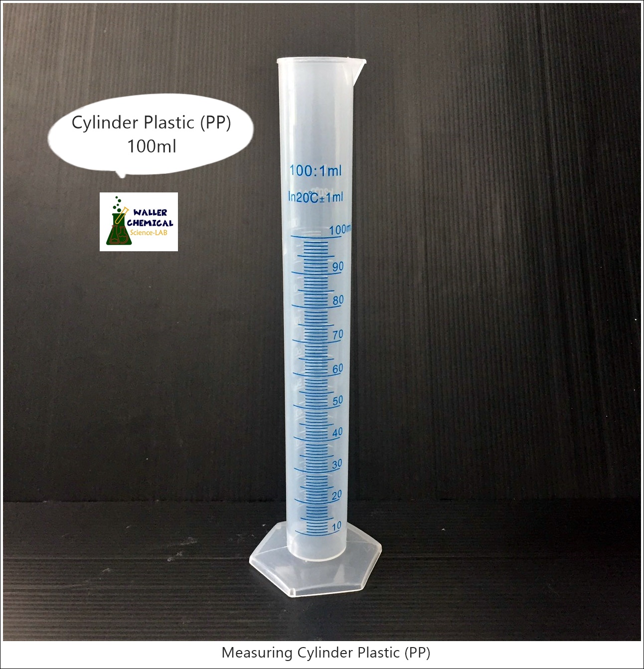 กระบอกตวงพลาสติก ขนาด 100ml สเกลสีฟ้า Cylinder Plastic (PP)