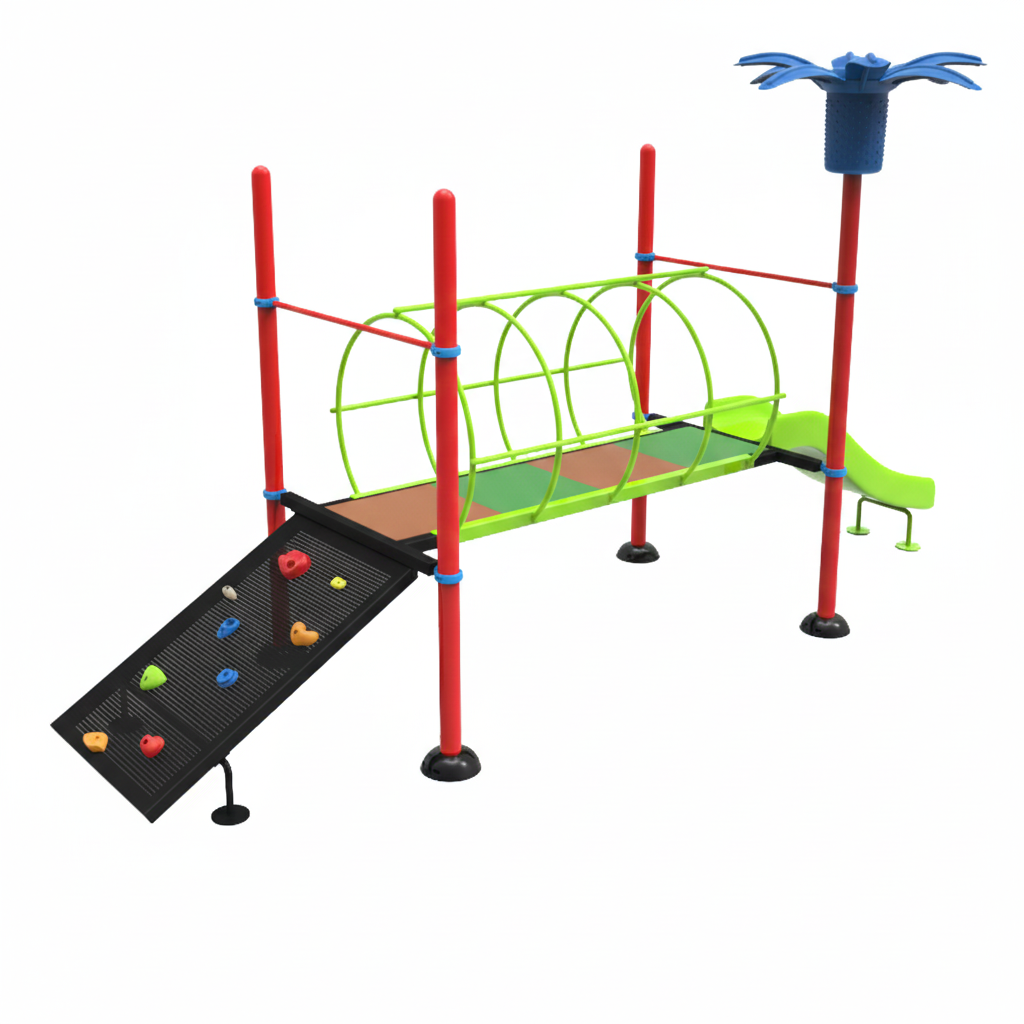 อุโมงค์ +ปีนป่าย+ สไลเดอร์ เครื่อเล่นสนามเหล็ก เครื่องเล่นสนามกลางแจ้ง ของเล่น สั่งผลิต 10-20 วัน ขนาด 100x400x 200 ซม.