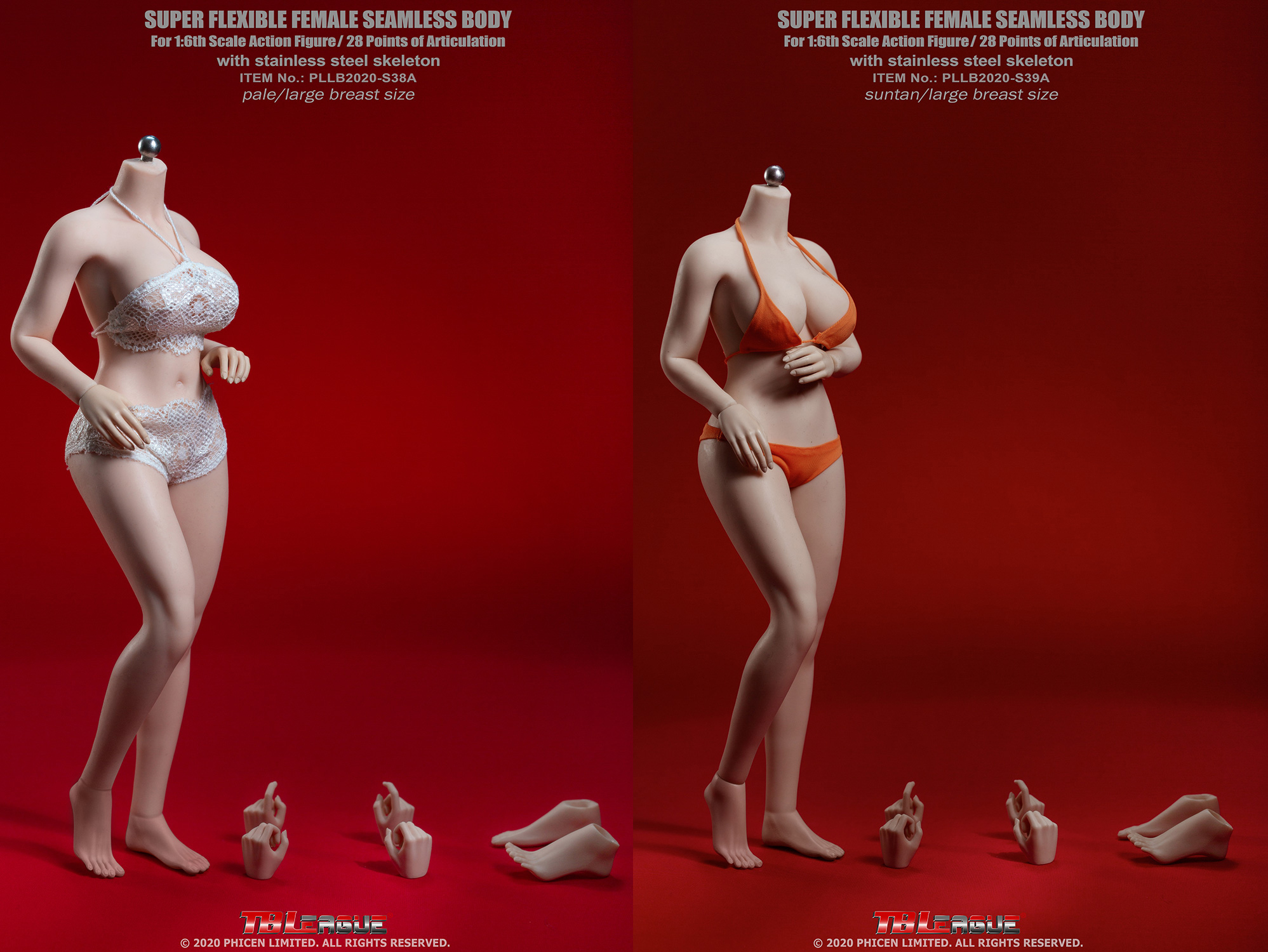 [สั่งจอง]TBLeague PLLB2020-S38 / S38A / S39 / S39A 1/6 Female Super-Flexible Seamless Bodies