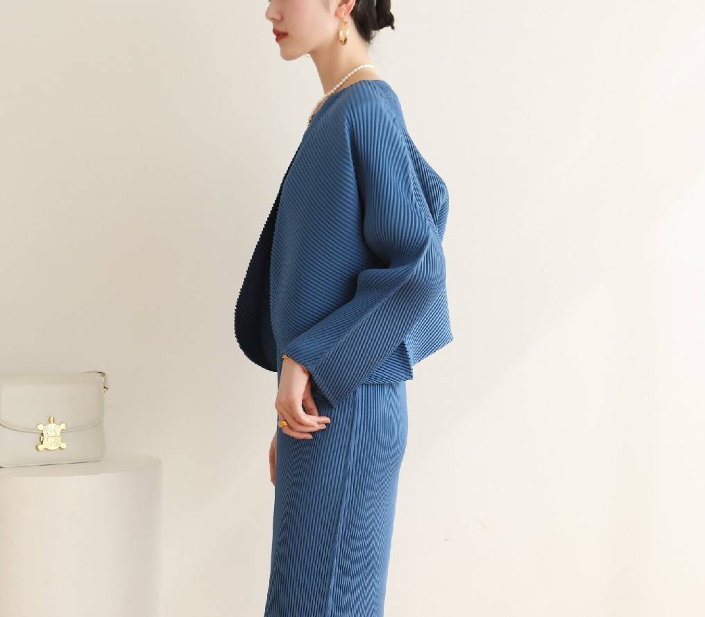 2MUAY รุ่น GJO3095 เสื้อคลุมผู้หญิง เสื้อคลุมพลีทคุณภาพ 6สี FREE SIZE LONG SLEEVE OPEN FRONT THICK PLEAT CARDIGAN