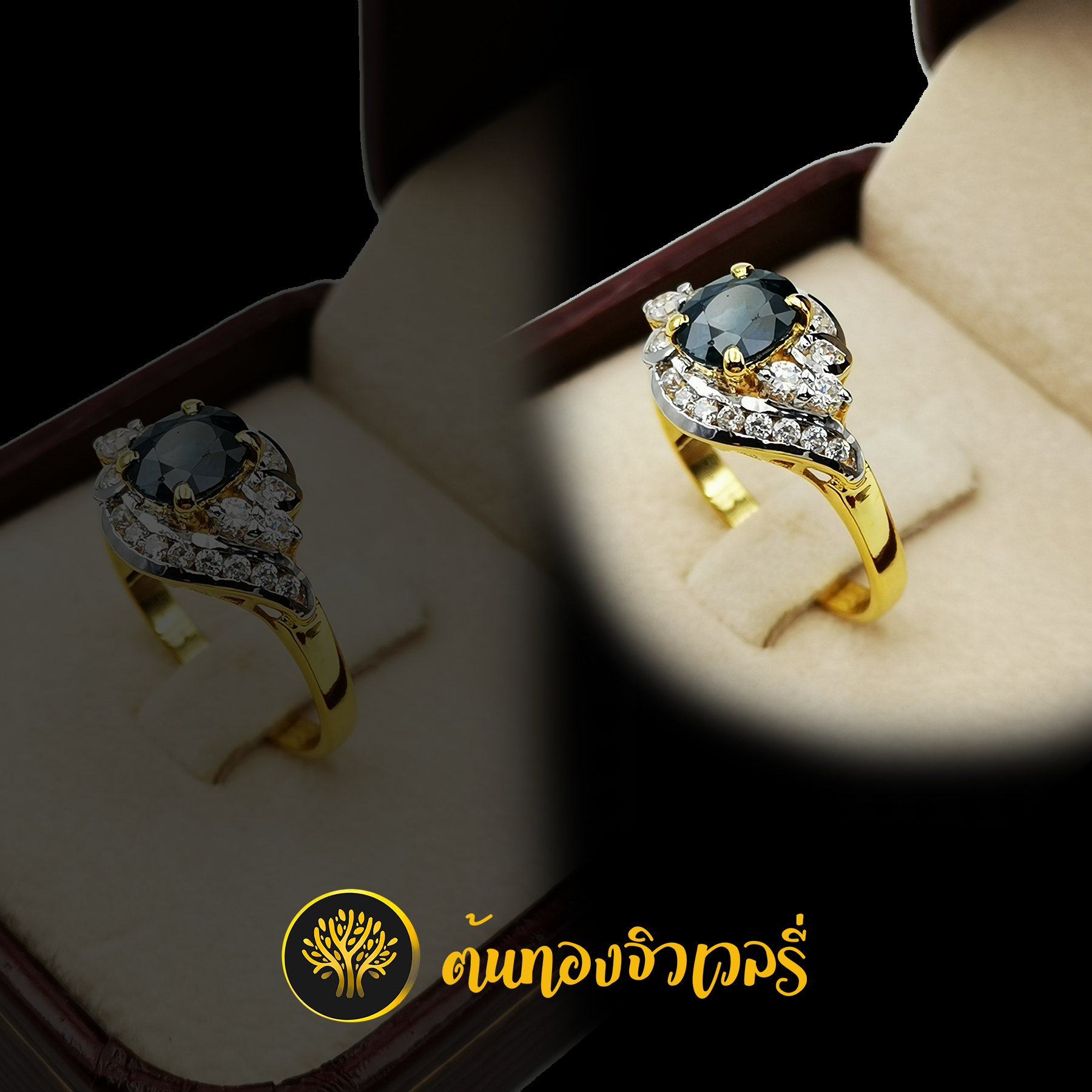 แหวนทองพลอยไพลิน เพชรล้อม สวยเก่น ด้วยพลอยไพลิน ประดับด้วยเพชรล้อม สวยปัง งานดีเวอร์ๆเลย