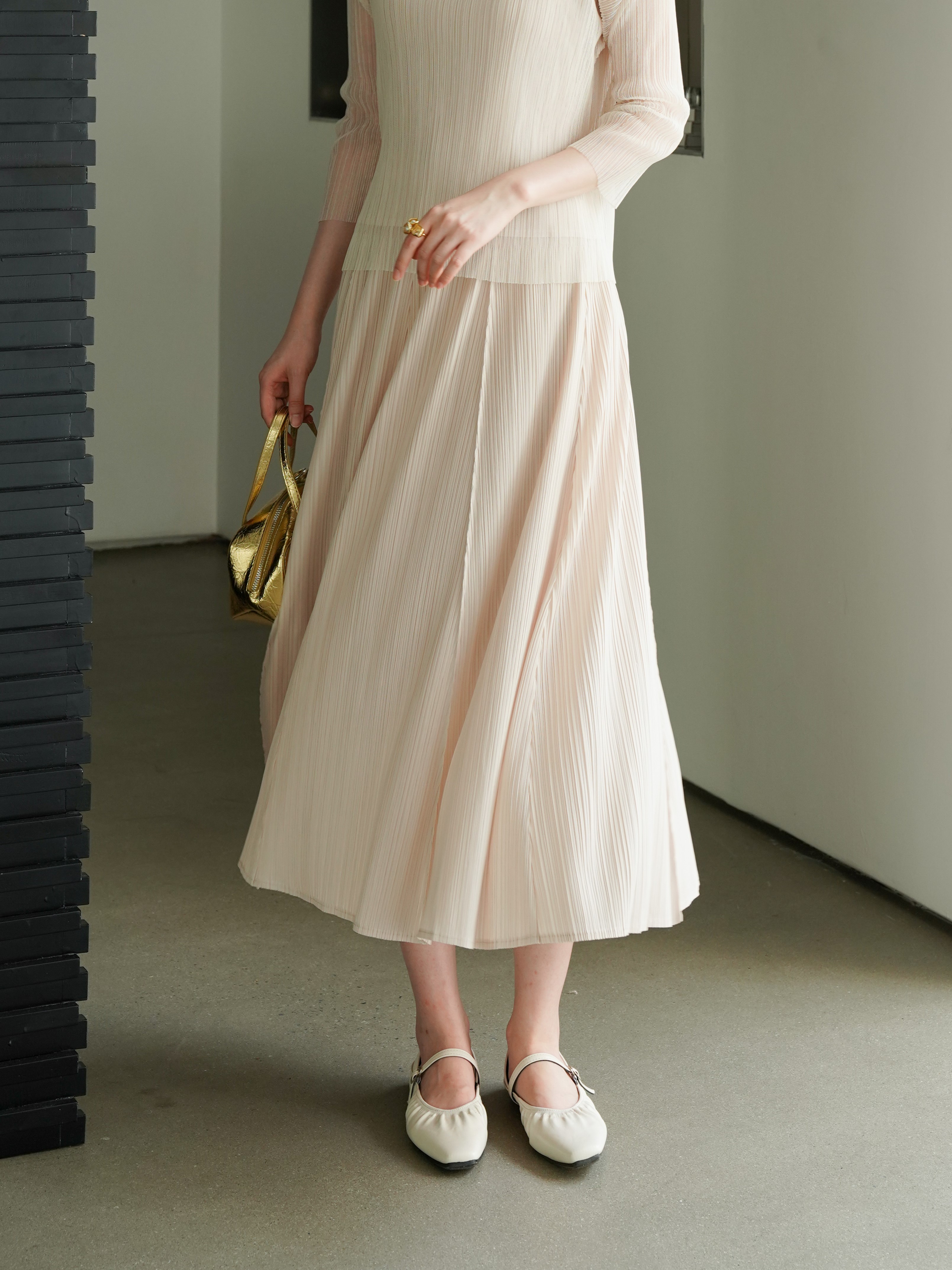 ปรับราคาลง20%!! ยาว 32.5นิ้ว! 2MUAY รุ่น GJO1190 กระโปรงพลีทคุณภาพ FLARE PLEATED SKIRT 8 สี FREE SIZE