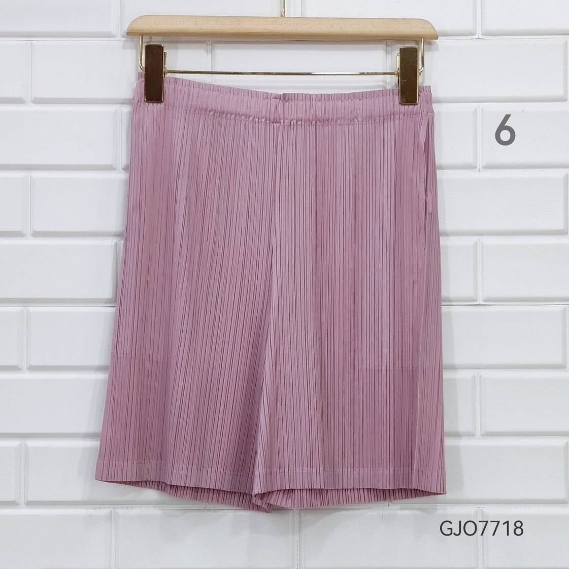 2MUAY BASIC รุ่น GJO7718 กางเกงอัดพลีทงานคุณภาพ BASIC SHORT PLEATED PANTS 12สี FREE SIZE