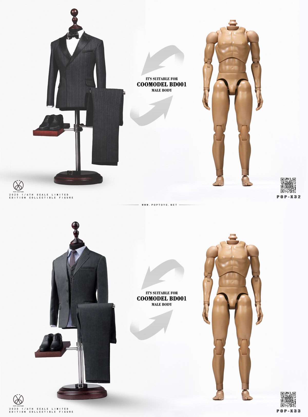 [สั่งจอง]POPTOYS POP-X32 & POP-X33 1/6 Scale : Men’s suit