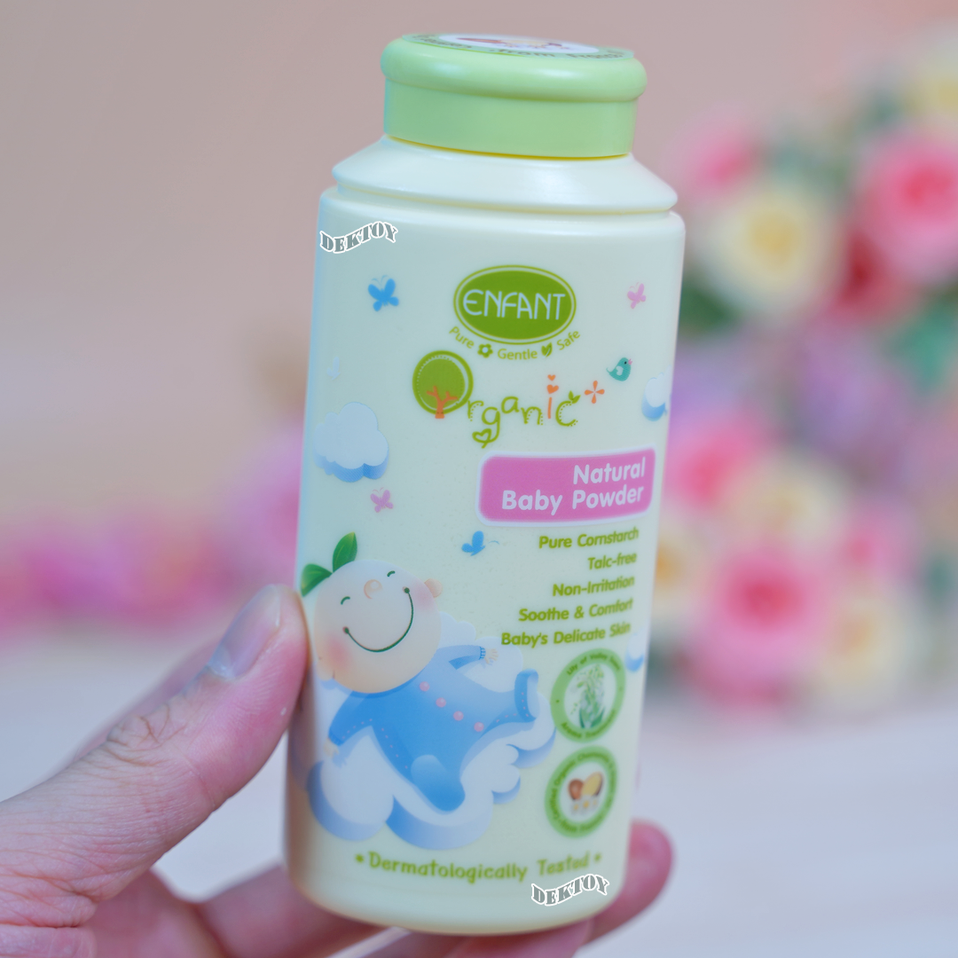 Enfant อองฟองต์ แป้งเด็กสูตรธรรมชาติ ORGANIC PLUS NATURAL BABY POWDER ใช้ได้ตั้งแต่แรกเกิด 80 กรัม
