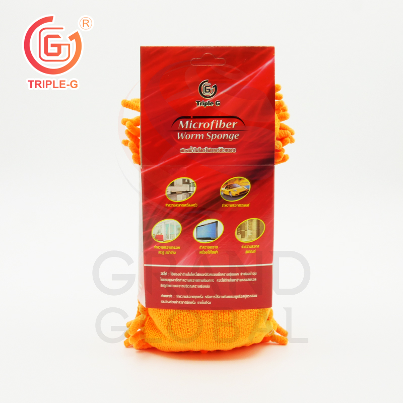 TRIPLE-G ฟองน้ำไมโครไฟเบอร์ ล้างรถ แบบตัวหนอน เช็ดทำความสะอาดรถยนต์