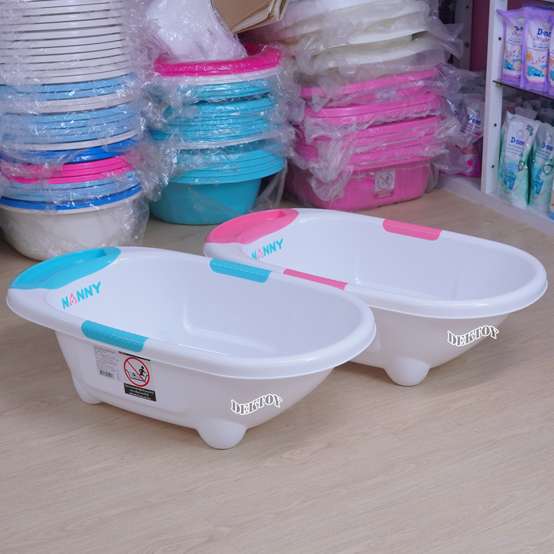 NANNY แนนนี่ อ่างอาบน้ำเด็กแนนนี่ ทูโทน มีจุกปล่อยน้ำ N273
