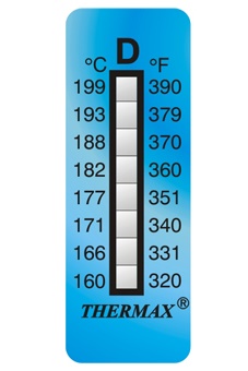 แผ่นวัดอุณหภูมิ Thermax 8 Level Strips Range D (160-199°C)
