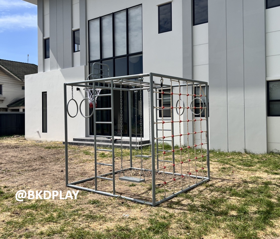 ลูกเต๋าปีนป่าย ชุดรวมปีนป่ายสี่เหลี่ยมA2 ปีนป่ายเชือก พร้อมบาร์โหน บาร์ไต่ ชิงช้า เครื่องเล่นสนามเหล็ก เครื่องเล่นสนามกลางแจ้ง OutdoorPlayground