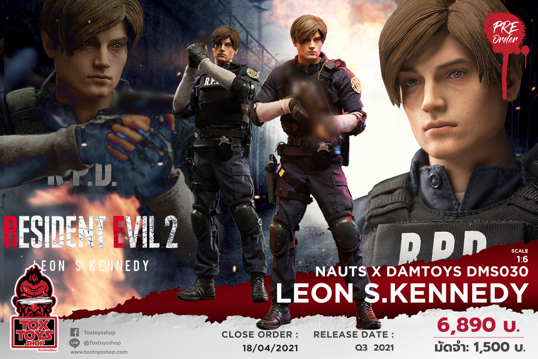 [สั่งจอง]NAUTS x DAMTOYS DMS030 1/6 : RESIDENT EVIL 2 - LEON S.KENNEDY (Reproduction)