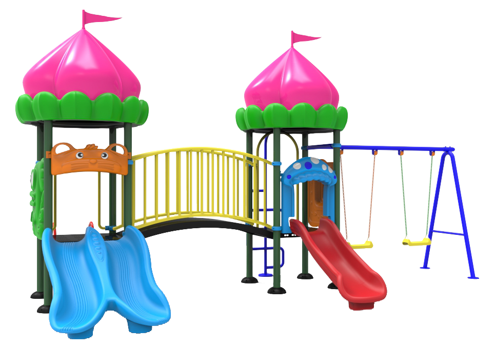 ชุดหอดอกบัว +ปีนป่าย +ชิงช้า 2 ที่นั่ง เครื่องเล่นสนาม กลางแจ้ง เหล็ก, สไลเดอร์,ของเล่น สั่งผลิต 10-20 วัน