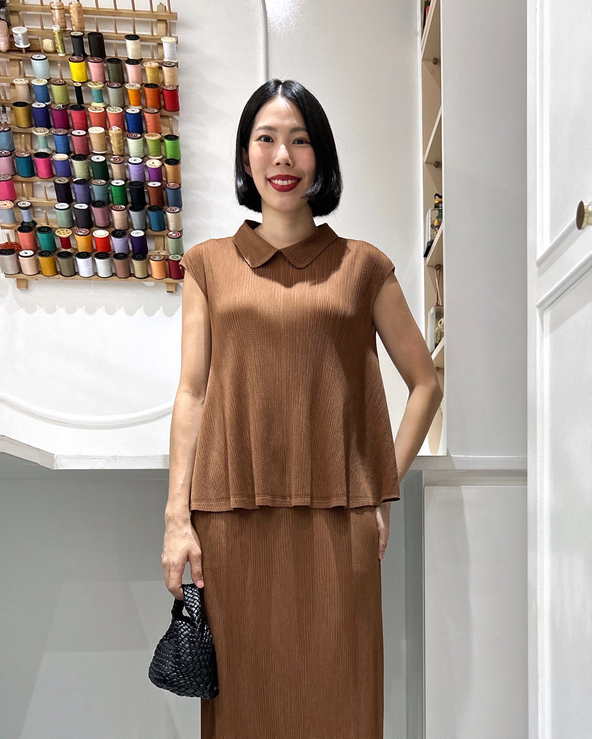2MUAY รุ่น GJO11530 เสื้ออัดพลีท PETER PAN COLLAR PLEATED TOP 10 สี FREE SIZE
