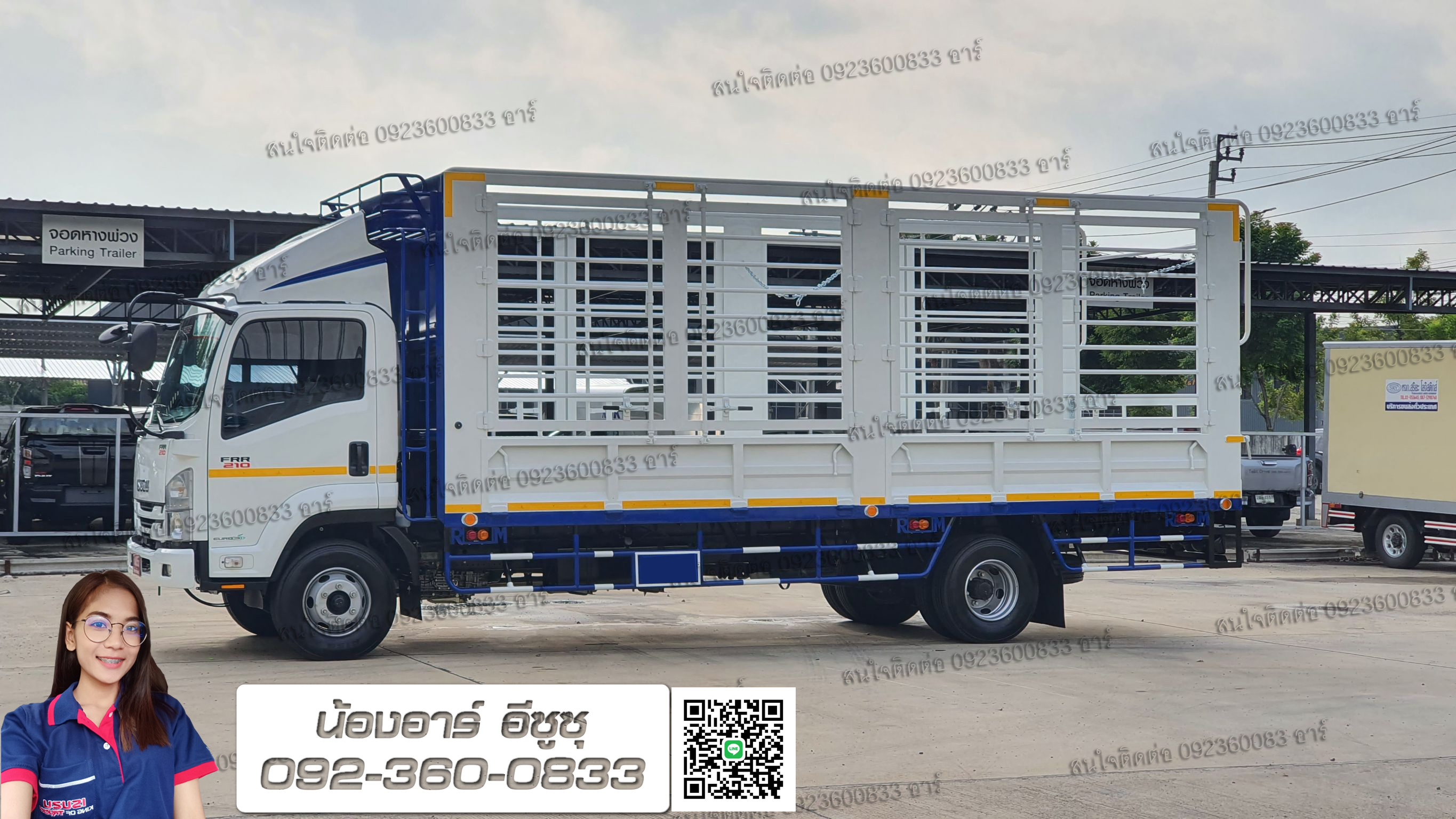 6 ล้อ ISUZU FRR190/210 แรงม้า กระบะคอกสูง แป็ปกลม (มีเสากลาง)