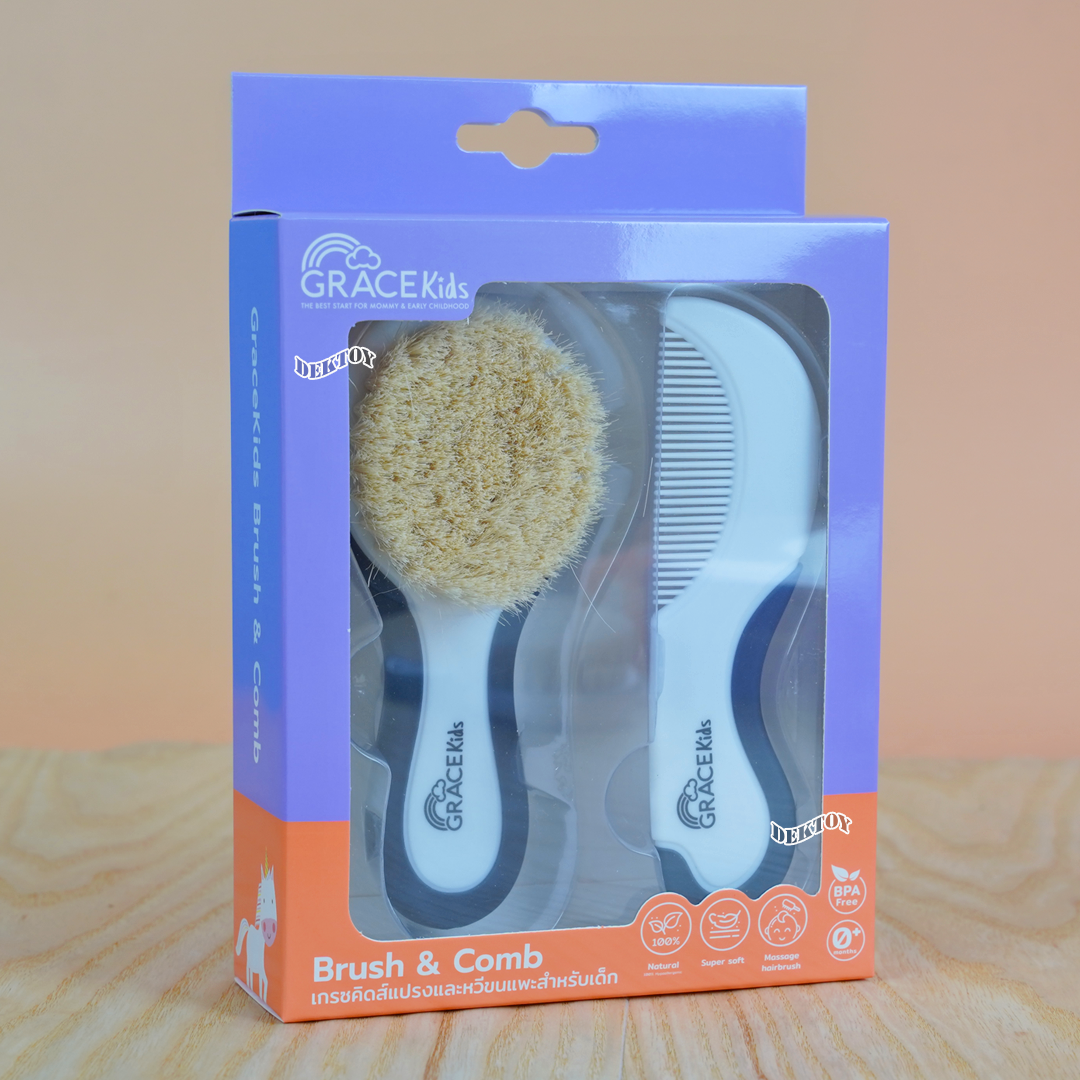 Gracekids เกรซคิดส์ แปรงหวีผมเด็ก แปรงขนแพะนุ่ม