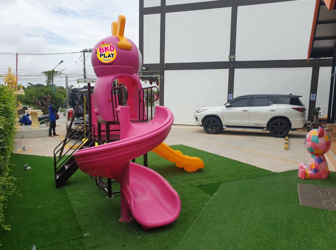 เครื่องเล่นสนาม กลางแจ้ง ในร่ม, ชุดแรปบิทกับดอกไม้ชมพู , กระดานลื่นใหญ่ ,ของเล่น,ครุภัณฑ์สนามเด็กเล่น, สพฐ,โครงการโรงเรียนประชารัฐ