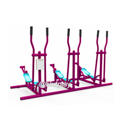 เครื่องออกกำลังกายกลางแจ้งผู้ใหญ่,แขน-ขา-สะโพก-หัวไหล่ (แบบโยกวิ่งสลับเท้า 3 ชุด) ,ลานกีฬาอเนกประสงค์ ,สวนสาธารณะ,เทศบาล,หมู่บ้าน,ผลิตในไทย, สั่งทำตามสีที่ต้องการได้ ขนาด 100 x 240 x 160 ซม.