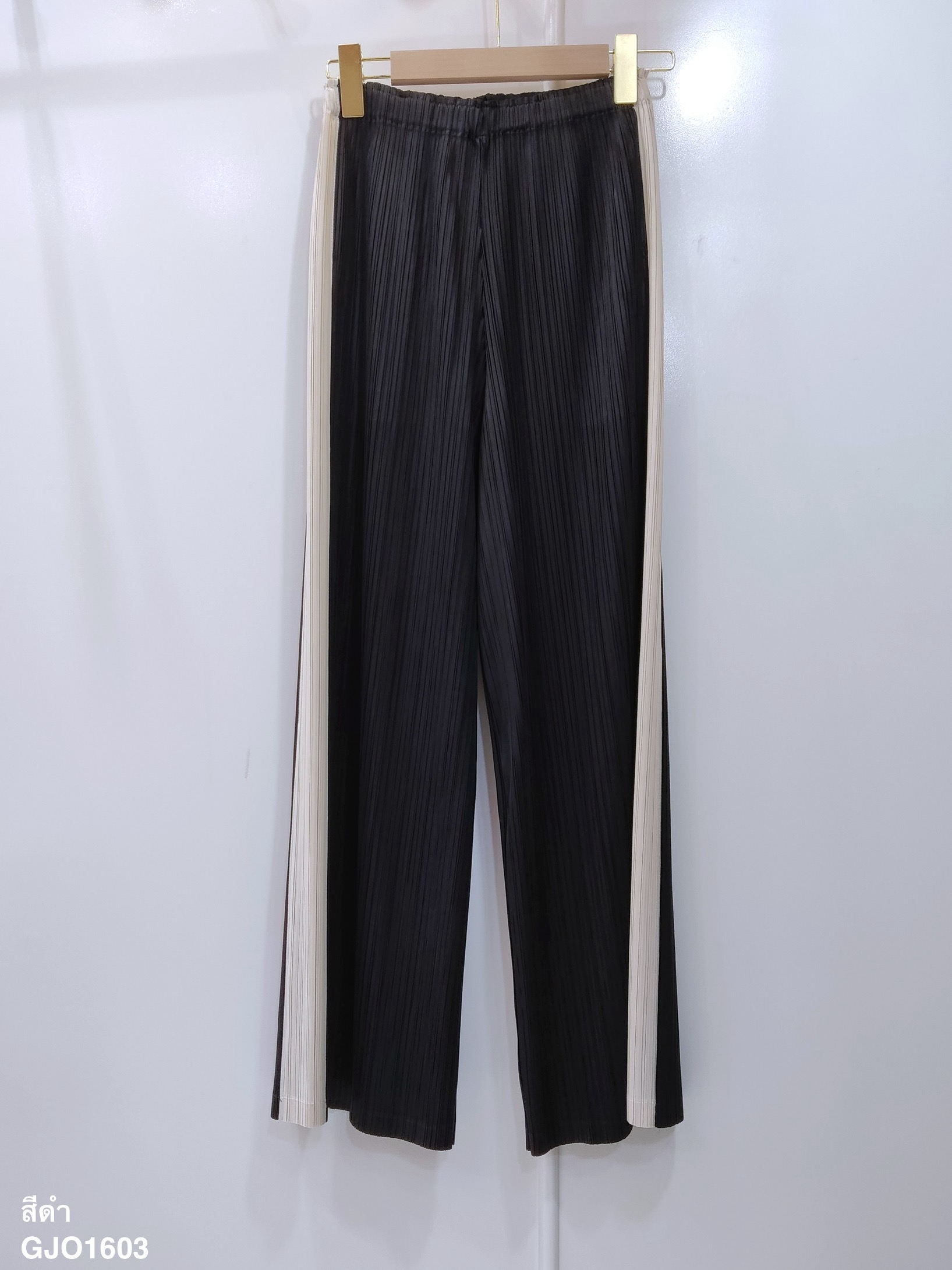 ปรับราคาลง20%!! ยาว 37.5นิ้ว 2MUAY รุ่น GJO1603 กางเกงพลีทคุณภาพ SIDE STRIPED TWO TONE PLEATED PANTS 6 สี FREE SIZE