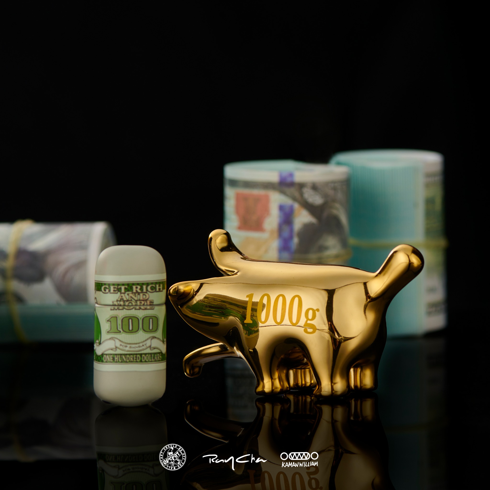 [สั่งจอง]OFFART X Kamanwilliam X RayChan : Gold Fortune Mini Money Bananaer Dog (Gold Chrome-Plated 6.0 Edition)
