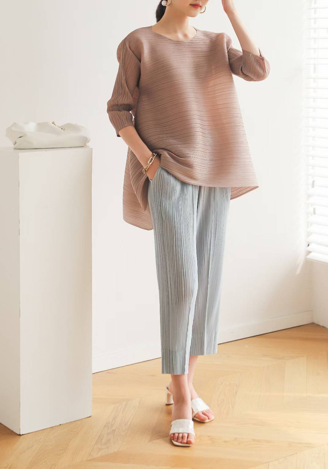 ปรับราคาลง20%!! ยาว34นิ้ว! 2MUAY รุ่น GJO7582 กางเกงพลีทคุณภาพ SLIM TUCK PLEATED PANTS 9 สี FREE SIZE