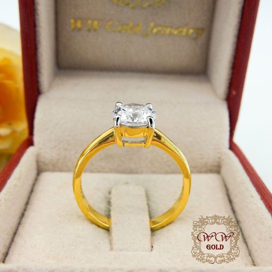 แหวนเพชรเม็ดเดียว 1 กะรัต (เพชรสวิส cz)