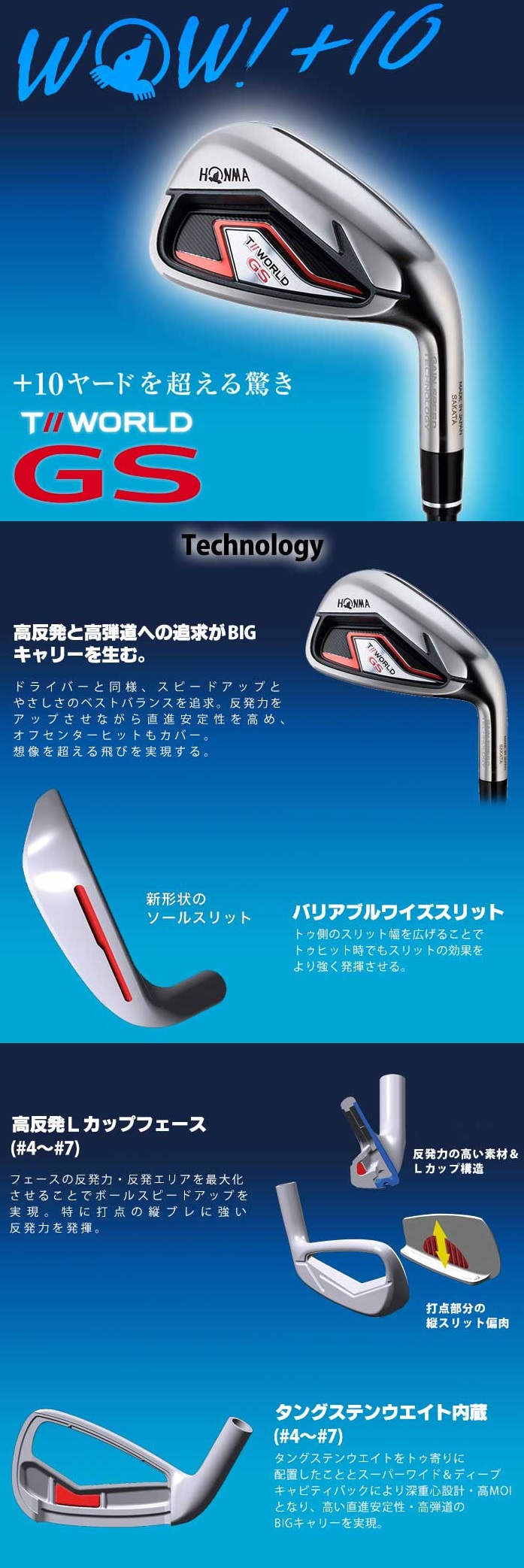 ชุดเหล็ก HONMA T//WORLD GS มีเหล็ก 4-10 ก้าน DYNAMIC GOLD S400 กริพ CADERO ทั้งชุด, สภาพสวย ชุดนี้รุ่นใหม่ออกปี 2021, เหล็กมี CAVITY ตีง่ายมาก!! ไม้กอล์ฟมือสอง ของแท้ BY NakaraLuxurious