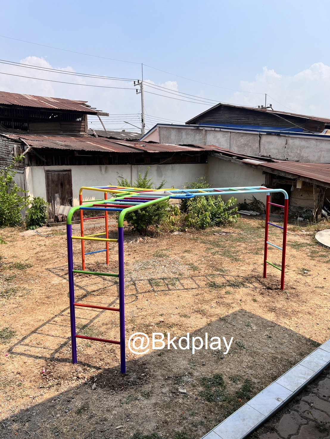 เครื่องเล่นสนามกลางแจ้ง เครื่องเล่นเหล็ก ปีนป่ายเด็ก บาร์ไต่ 3 ทาง Outdoor Playground, ราคาโรงงาน เพิ่มความสูง, ออกกำลังกายเด็ก