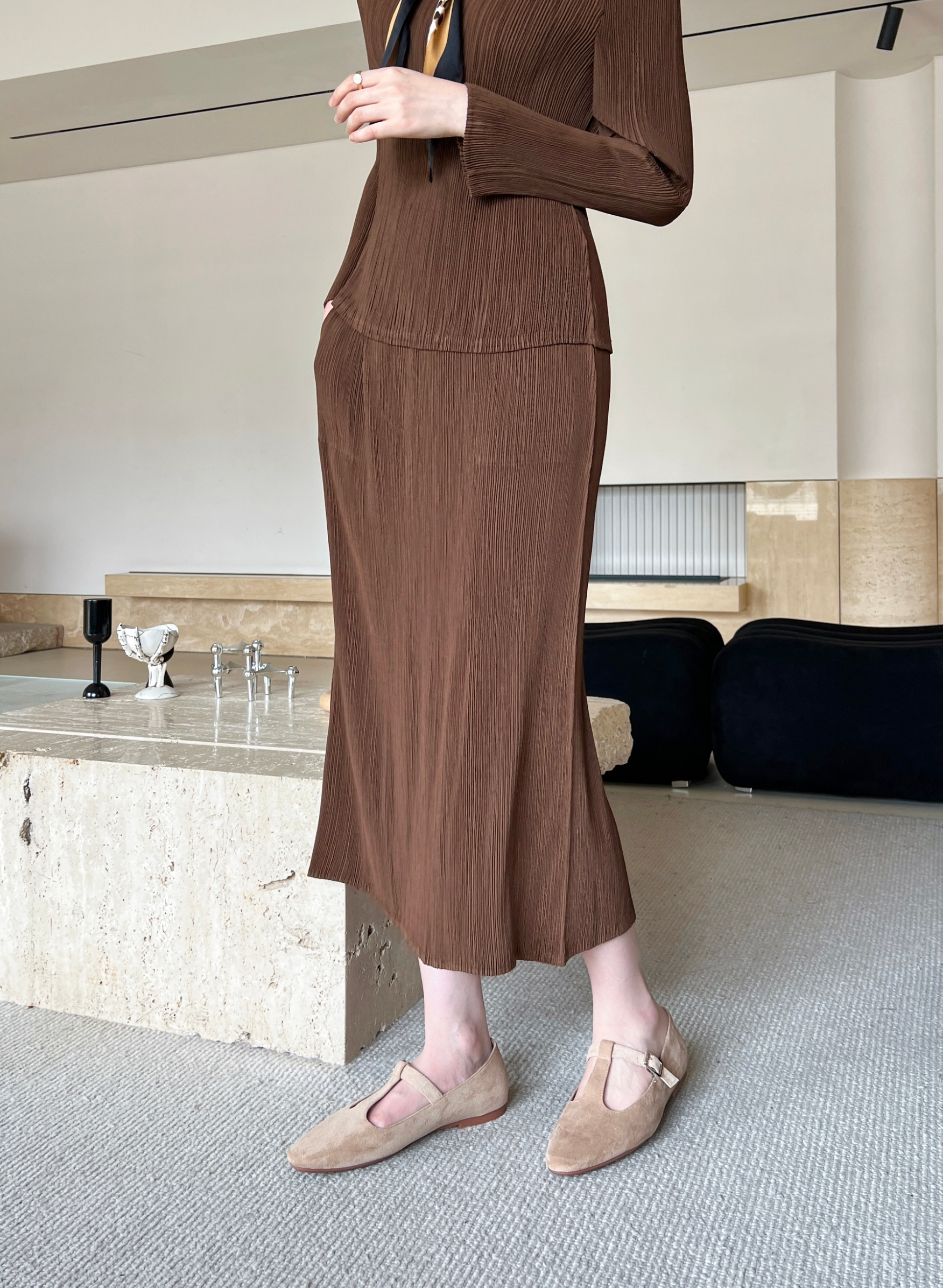 ปรับราคาลง20%!! ยาว 33นิ้ว! 2MUAY รุ่น GJO11044 กระโปรงพลีทผ้าแมตต์ PRNCIL PLEATED SKIRT 10 สี FREE SIZE