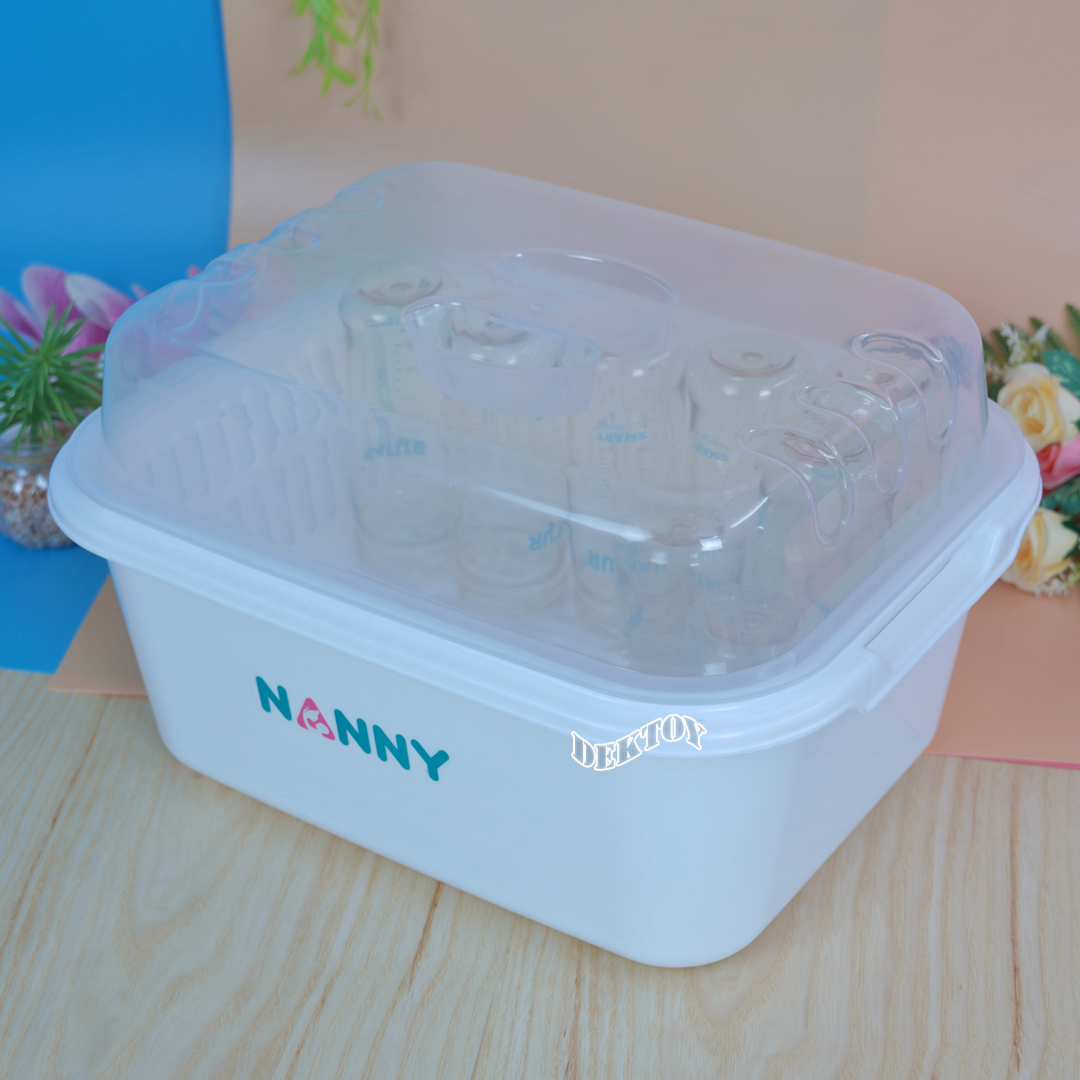 NANNY แนนนี่ ที่คว่ำขวดนมมีฝาปิดแนนนี่ N216 สีขาวล้วน
