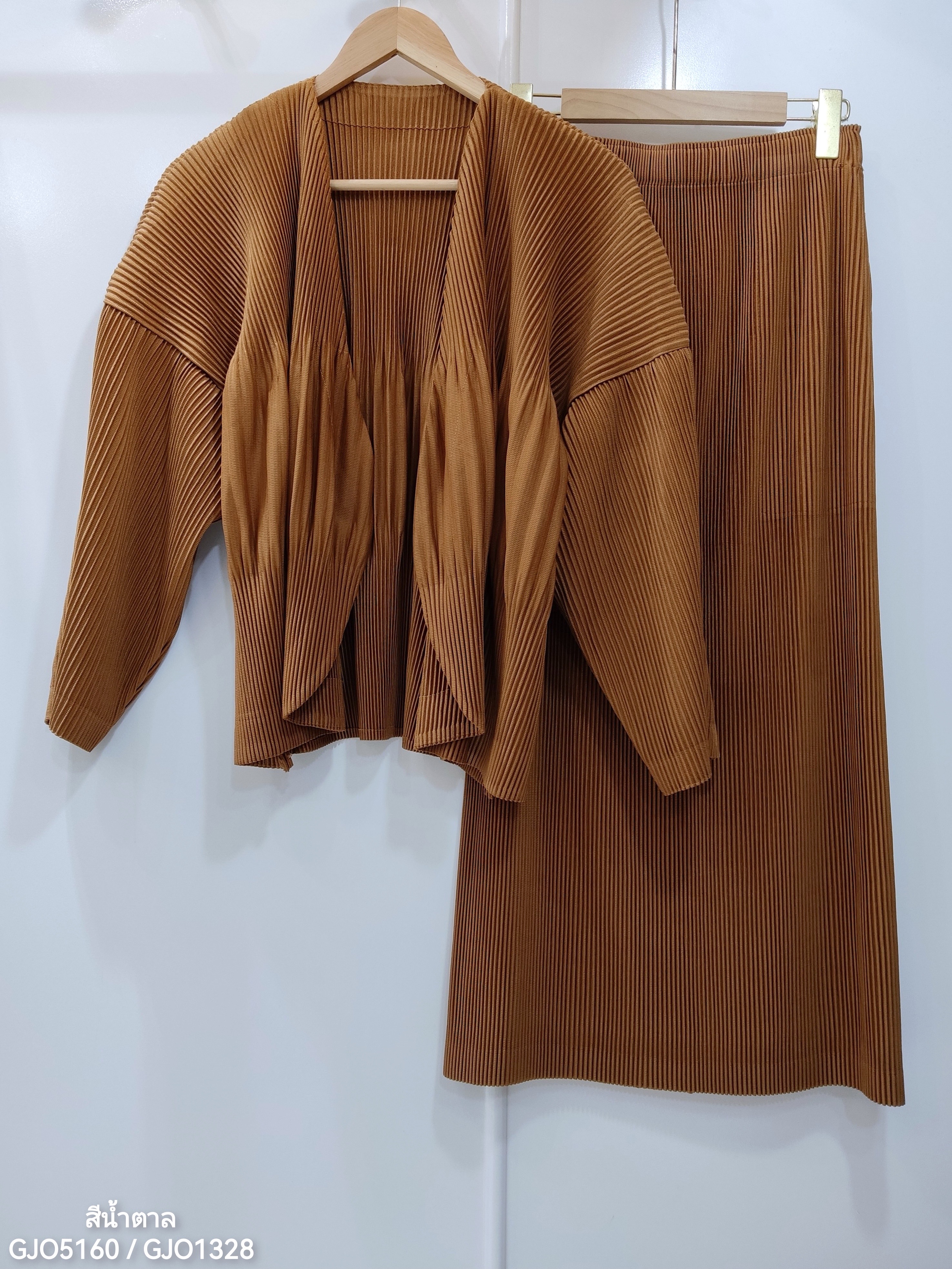 เซ็ต 2ชิ้น! 2MUAY รุ่น GJO5160 / GJO1328 เซ็ตพลีท THICK OPEN FRONT CARDIGAN WITH SKIRT PLEATED SET 12 สี FREE SIZE