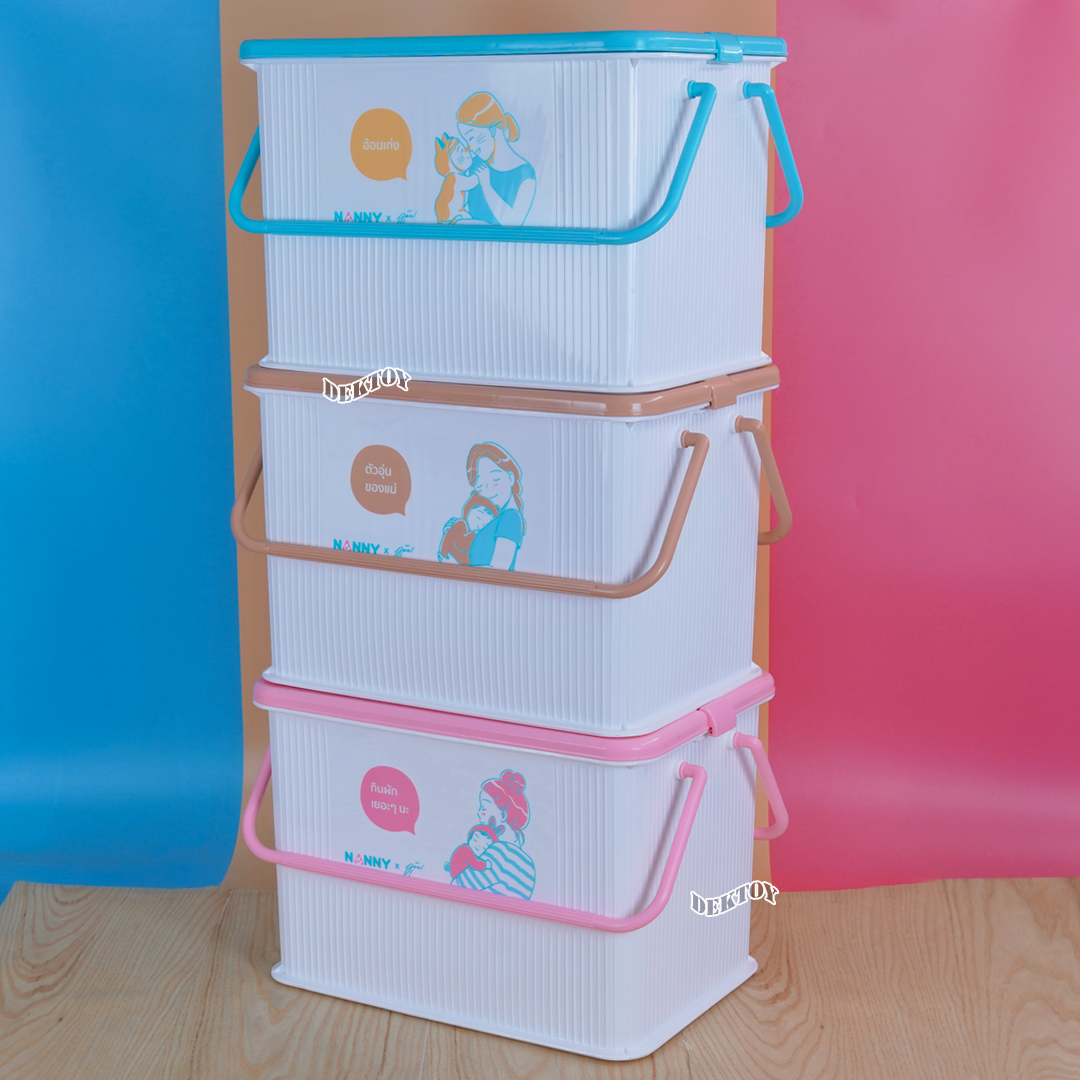 NANNY แนนนี่ กล่องเก็บของเอนกประสงค์ เก็บของใช้ ของเตรียมคลอด 3040MU ลายมุนิน 1 ชิ้นคละลาย