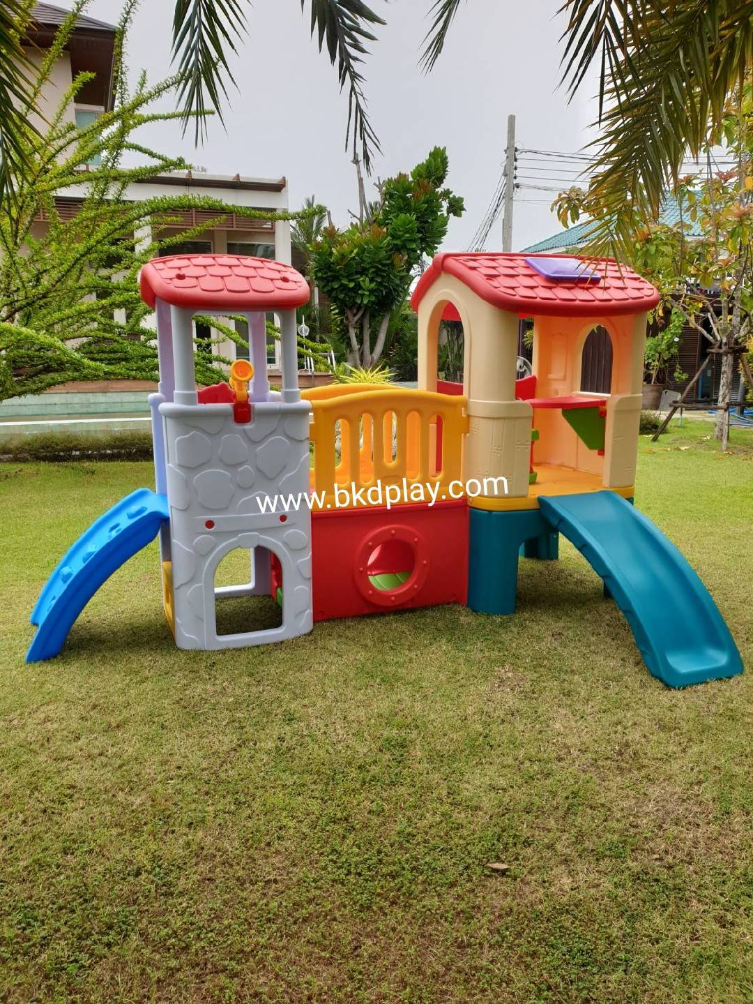 บ้านน้อยคุณหนู 2 ป้อม ราคาต่อ1หลัง ราคาเท่ากัน,สไลเดอร์,กระดานลื่นเด็ก,เครื่องเล่นสนามกลางแจ้ง-ในร่ม ของเล่นเด็ก พร้อมส่ง