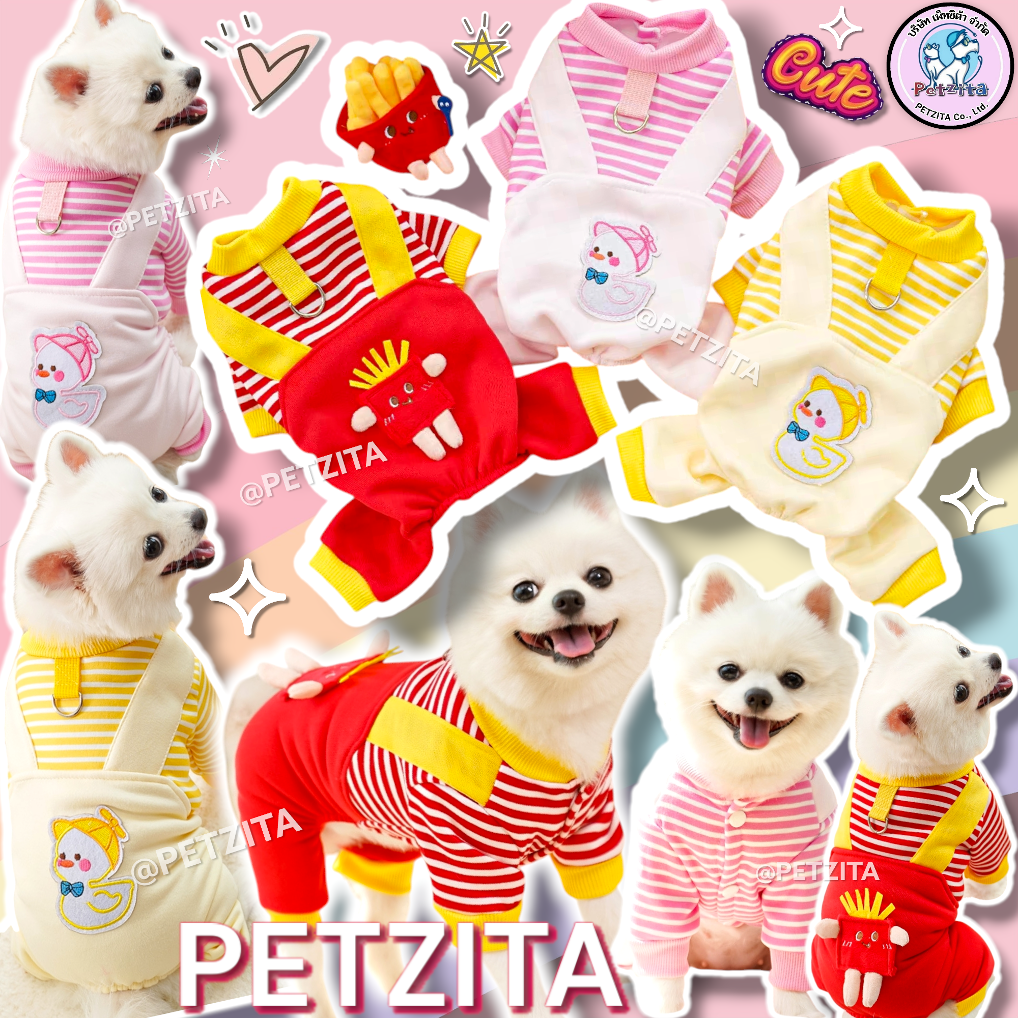 🇹🇭พร้อมส่ง🇹🇭 🔥XS-4XL 💥 ชุดสวมสี่ขา ดีเทลลายเอี๊ยมติดลายตุ๊กตาสุดน่ารัก for pet สุนัข หมา แมว เสื้อผ้าสัตว์เลี้ยง