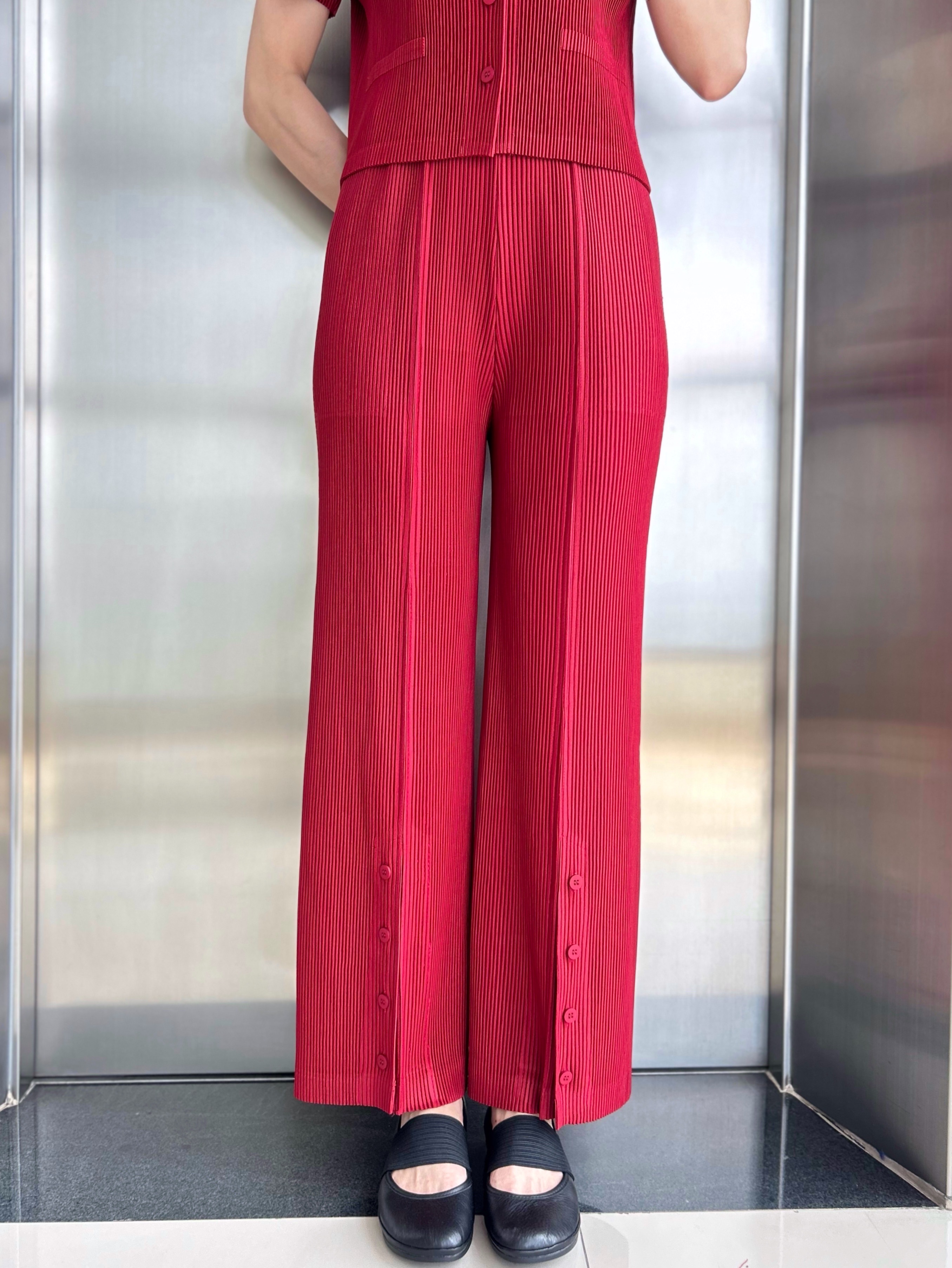 ยาว 38.5 นิ้ว 2MUAY รุ่น GJO1871 กางเกงพลีทคุณภาพ THICK STRAIGHT LEG SPIT FRONT PLEATED PANTS 10สี FREE SIZE