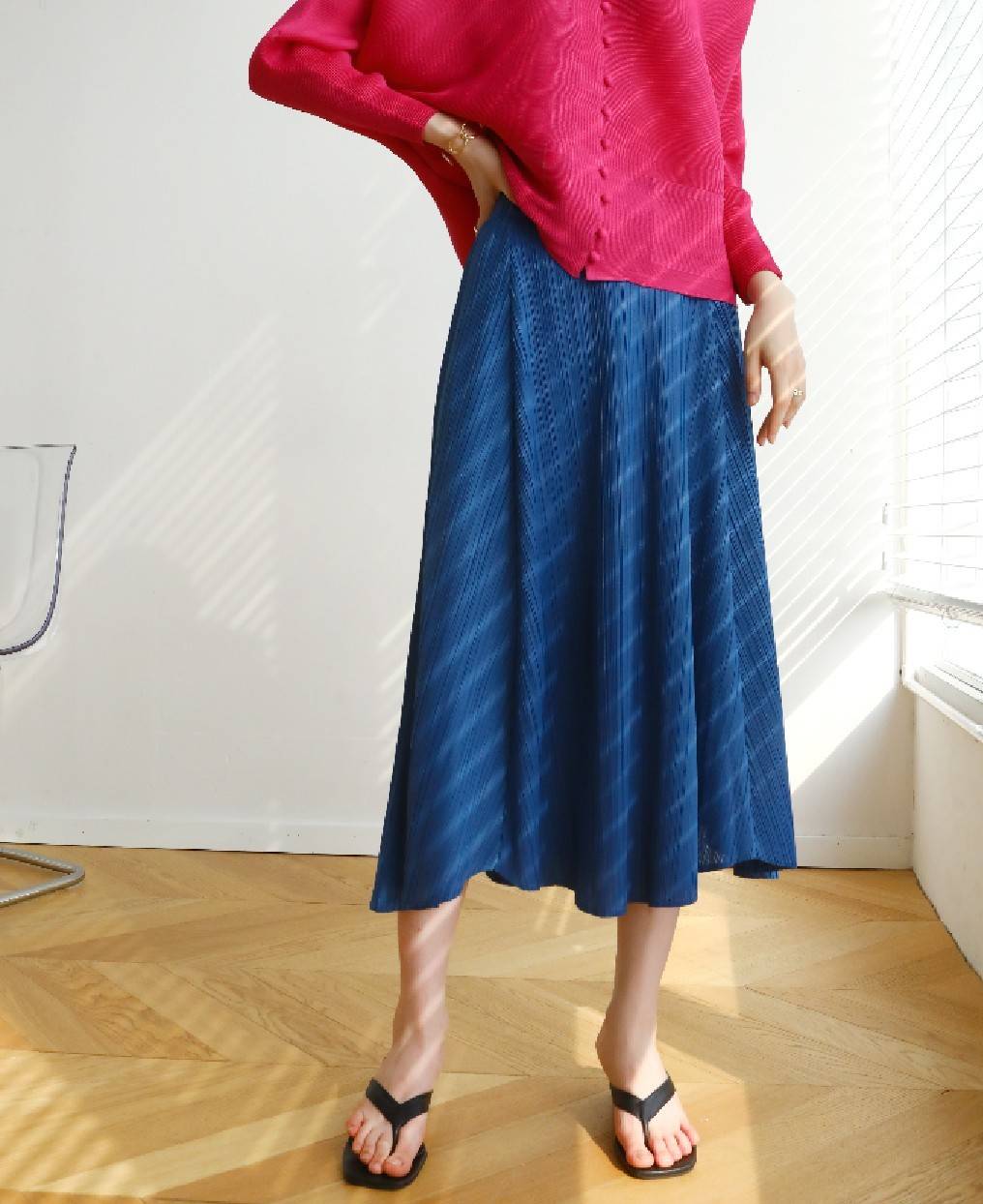 ยาว 31นิ้ว! 2MUAY รุ่น GJO8130 กระโปรงอัดพลีทงานคุณภาพ FLARED PLEATED SKIRT 20สี FREE SIZE