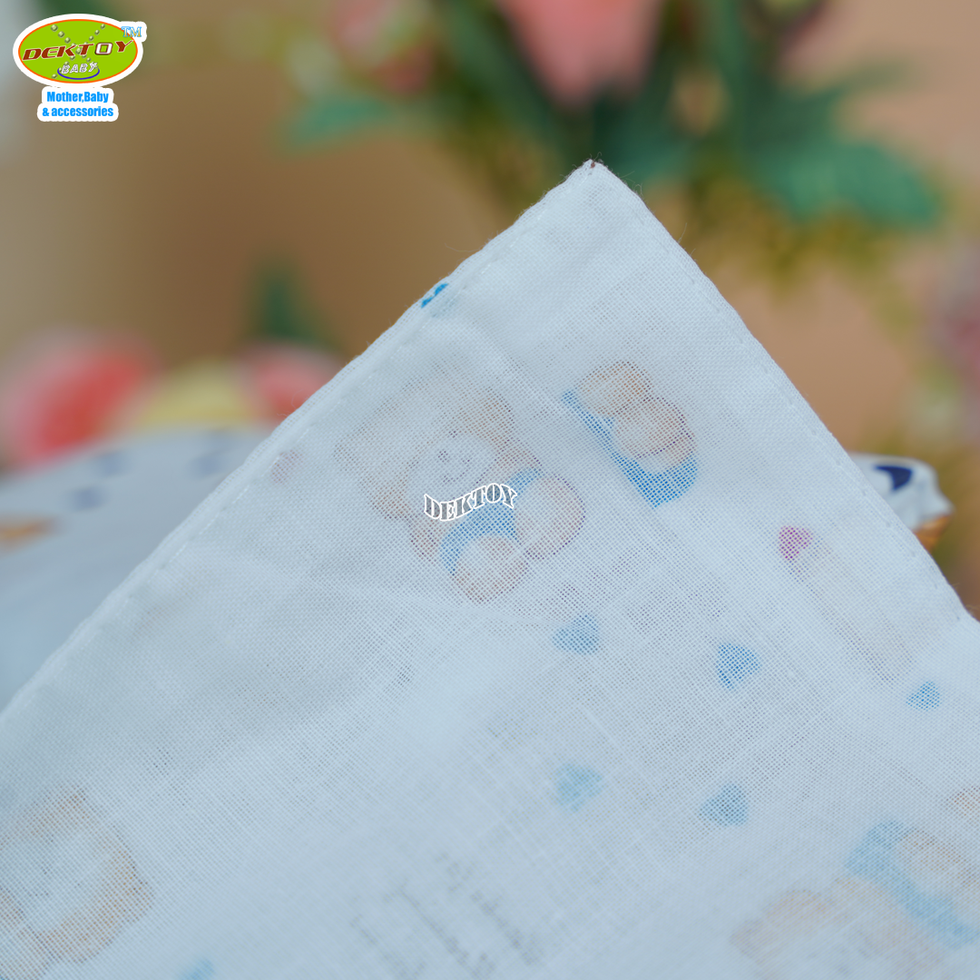 Gold Baby ผ้าอ้อมสาลู 2 ชั้นเกรดA ลายหมีหัวใจ 12 ผืน