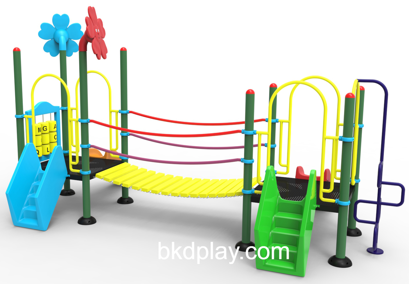 ชุดหอสะพานแขวนสไลด์ 70, เครื่องเล่นสนามกลางแจ้ง , เครื่องเล่นสนามแบบเหล็ก,สะพาน,สไลเดอร์, OutdoorPlayground, ราคาโรงงาน สินค้าสั่งผลิต 10-20 วัน ขนาด 300x490x250 ซม.