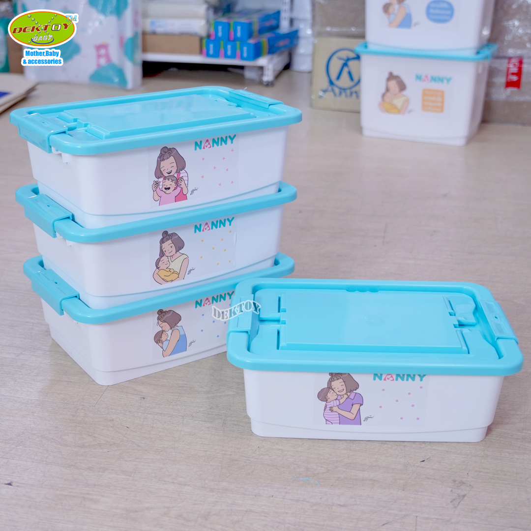 Nanny แนนนี่ กล่องเก็บของเอนกประสงค์ ใบกลาง มีหูหิ้ว ขนาด 9.5 ลิตร ลาย Munin (มุนิน) 244MU