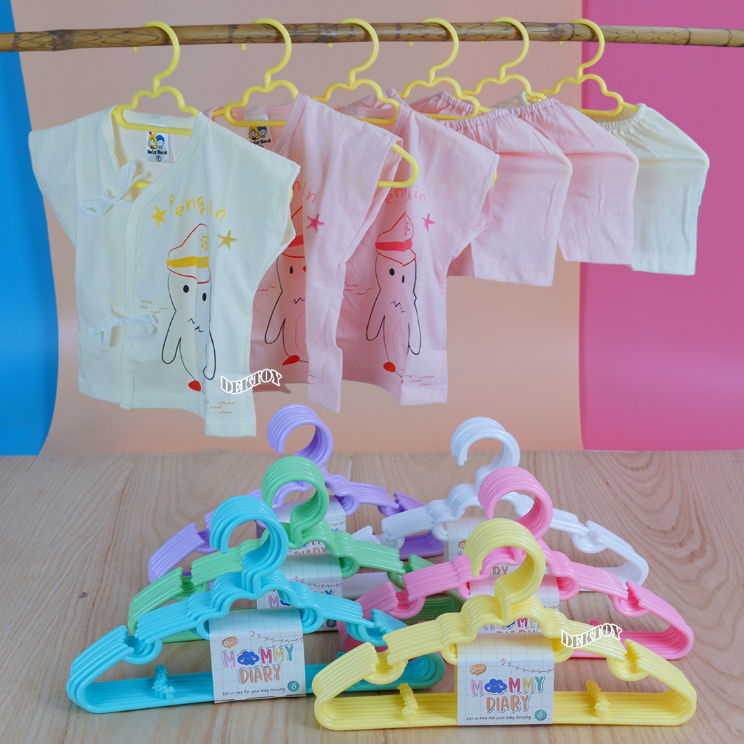 MommyDiary ไม้แขวนเสื้อเด็ก ไม้แขวนผ้าเด็ก 1 แพ็คมี 8 ชิ้น