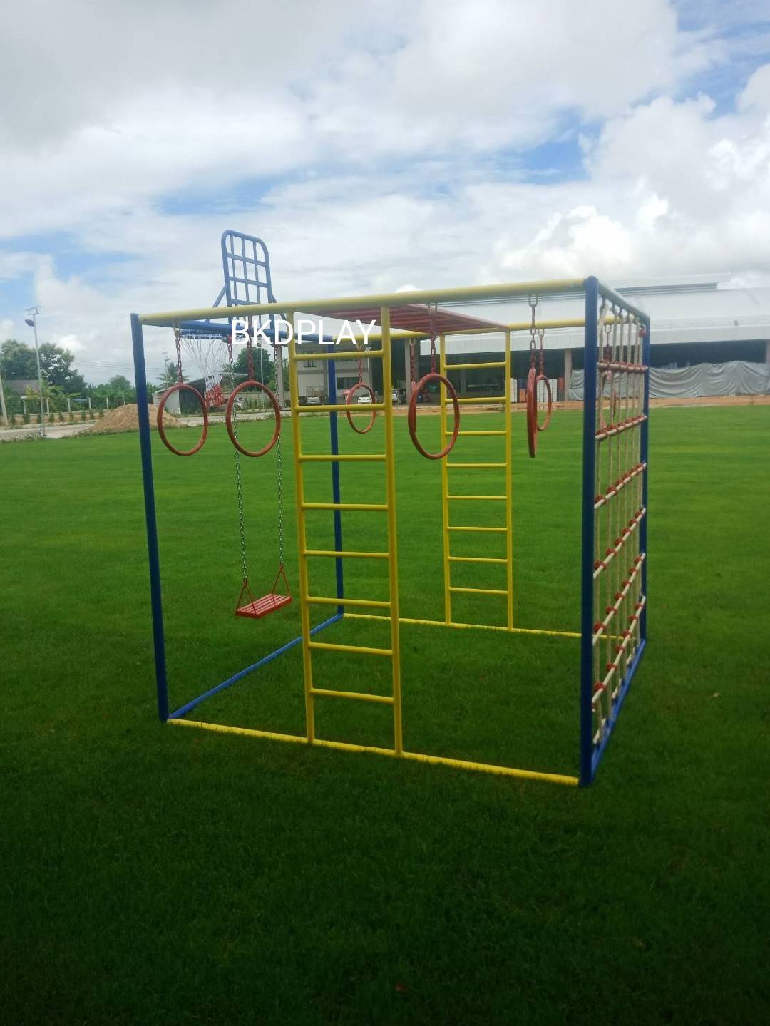 ลูกเต๋าปีนป่าย ชุดรวมปีนป่ายสี่เหลี่ยมA2 ปีนป่ายเชือก พร้อมบาร์โหน บาร์ไต่ ชิงช้า เครื่องเล่นสนามเหล็ก เครื่องเล่นสนามกลางแจ้ง OutdoorPlayground