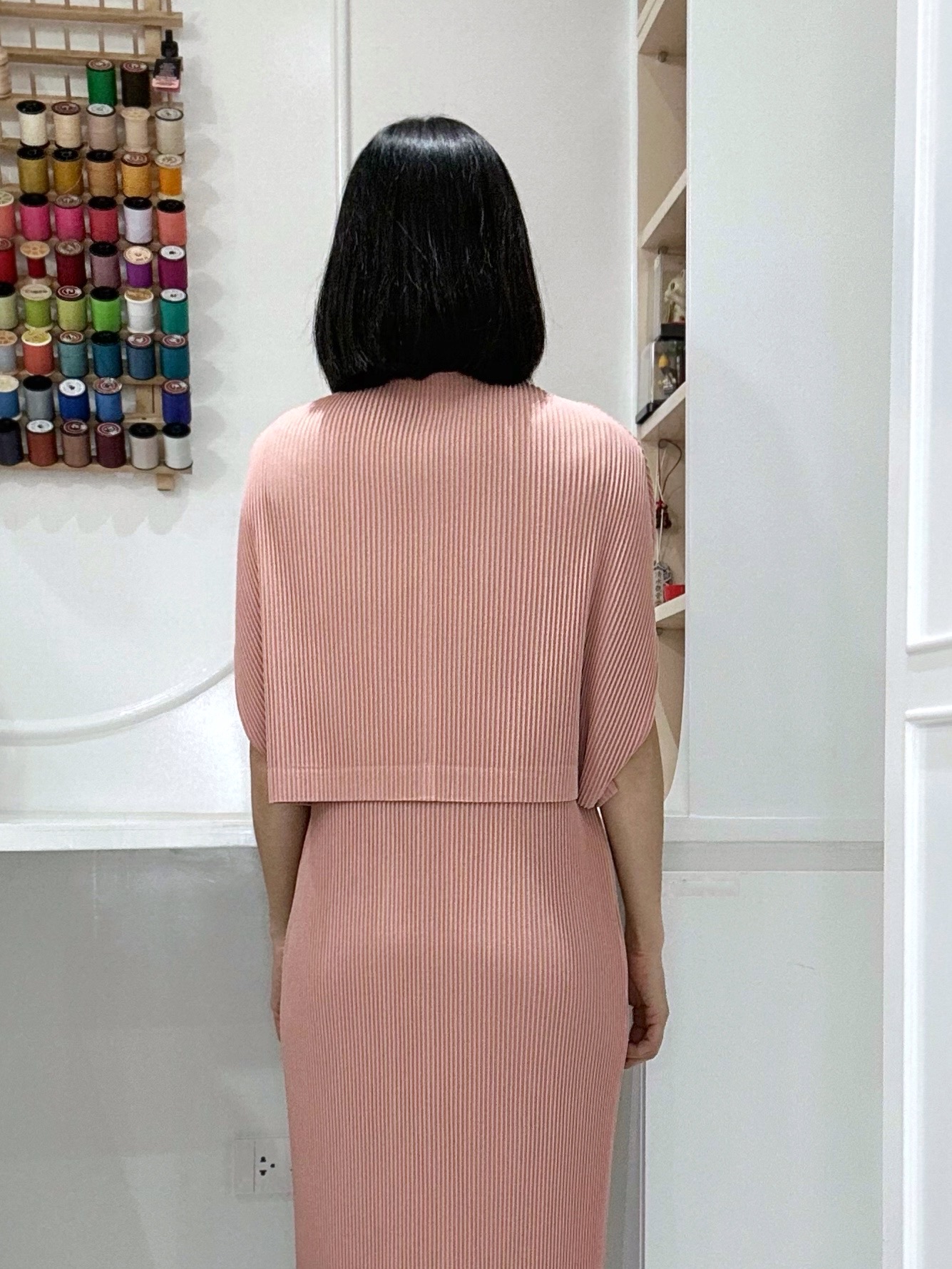 2MUAY รุ่น GJO5276 เสื้อคลุมพลีทคุณภาพ THICK COLLAR CAPE PLEATED CARDIGAN 7 สี FREE SIZE