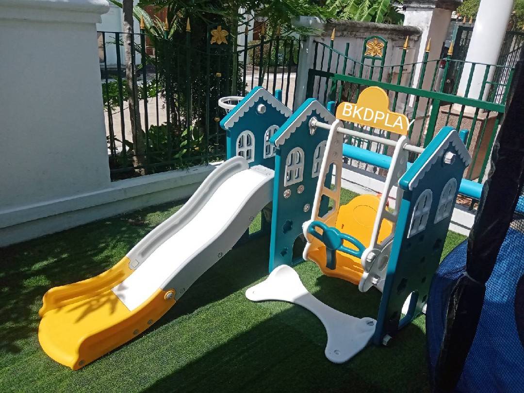 บ้านชิงช้า สีเขียว , แป้นบาส, ชิงช้า, กระดานลื่น, ของเล่นเด็ก,เครื่องเล่นสนาม พร้อมส่ง